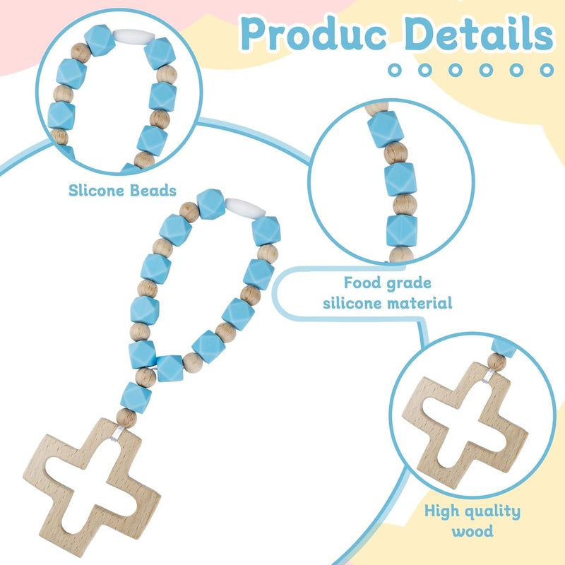 Sumalon Cross Baptism Silicone Rosary, First Communion Rosary Collection Shower Christian Communion Gifts - Image 3